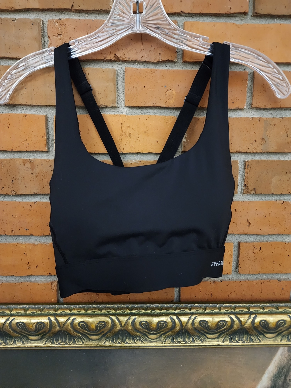 Black Women's Sports Bra with Crossback Straps
